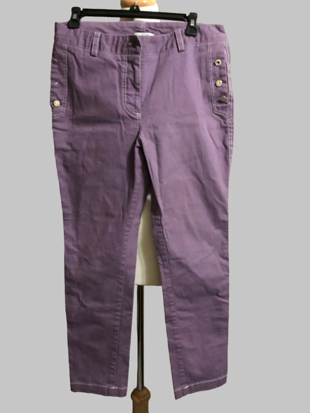 Vasstra Boutique Sailor Button Purple Crop Skinny Jeans 12